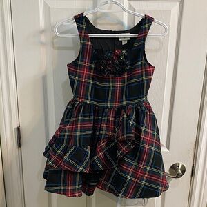 Harajuku Mini Girls Large 10 12 Holiday Red Black Plaid Tartan Dress Tulle Party